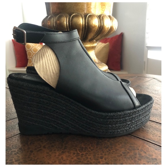 LIBERITAE LEATHER PLATFORM WEDGE SANDALS EURO SIZE 38 US SIZE 7.5 - Picture 3 of 13